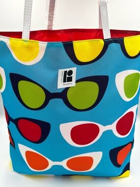 Estée Lauder Lisa Perry Blue Sunglasses Print Tote with Multicolor Accents